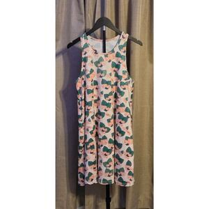 5Fin Sleeveless Tropical Floral Print Dress Women's Size Small Pink Green